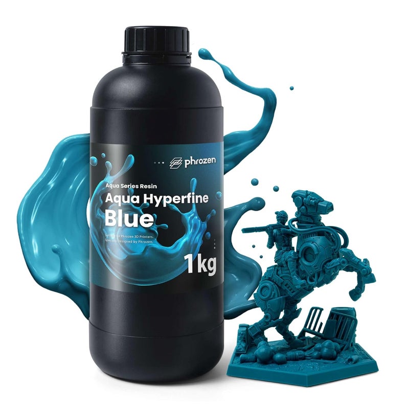 Phrozen Aqua Hyperfine Photopolymer Resin for 9K, 12K or Higher Resolution 3D Printers, 405nm LCD UV-Curing 3D Printing with Low Shrinkage & Superior Precision, Smooth Surface Finish (Blue, 1KG) - Image 1